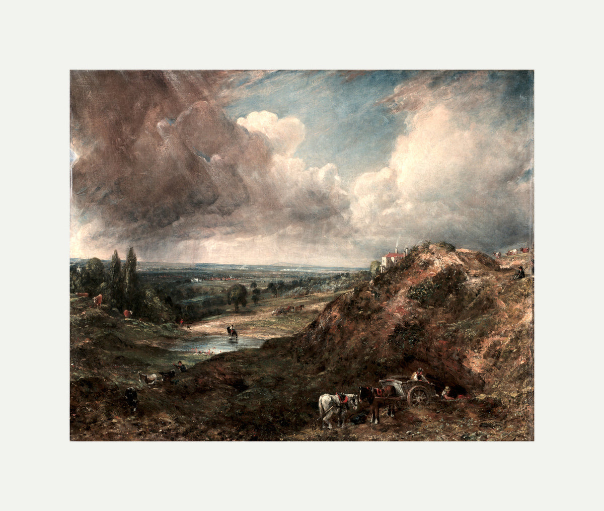 John Constable Print, Branch Hill Pond, Hampstead (1828) with an off-white border for rolled canvas