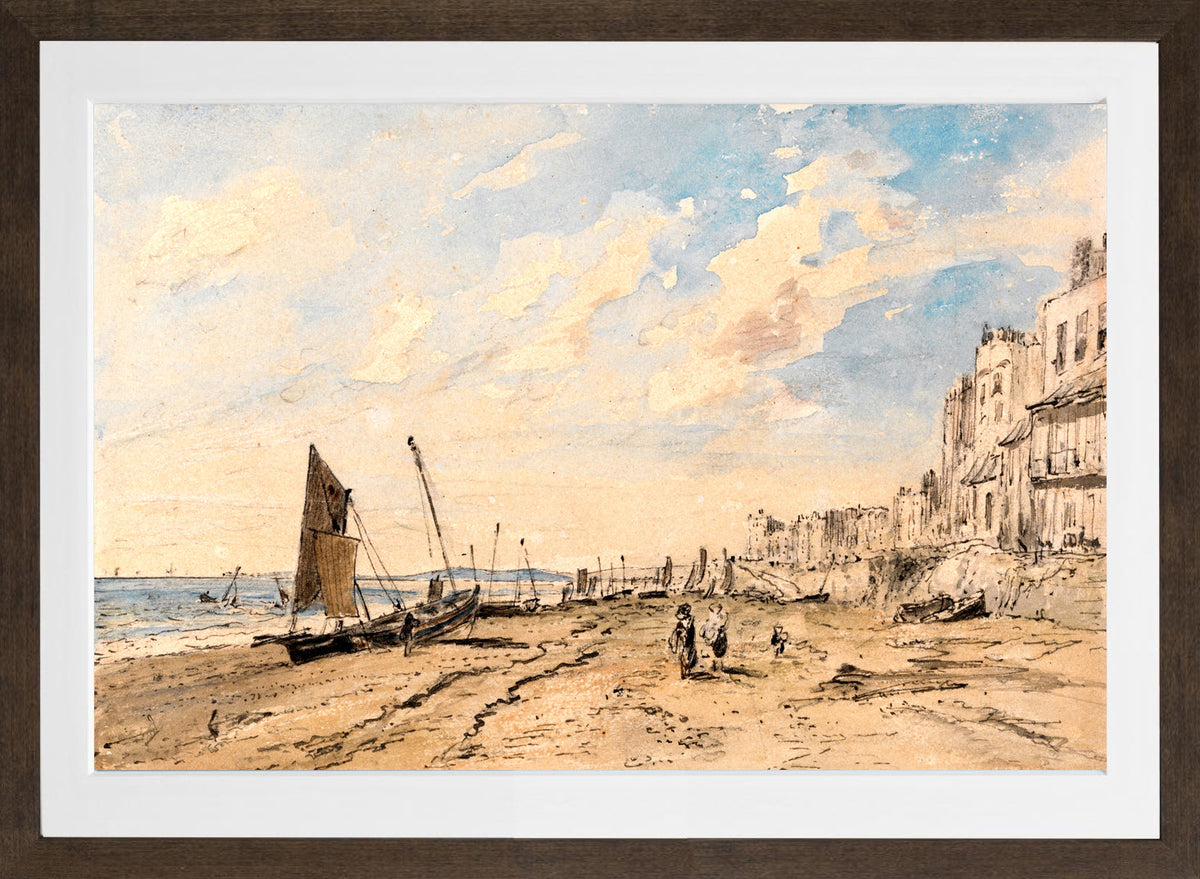 John Constable Print, Brighton Beach Looking West in a brown frame