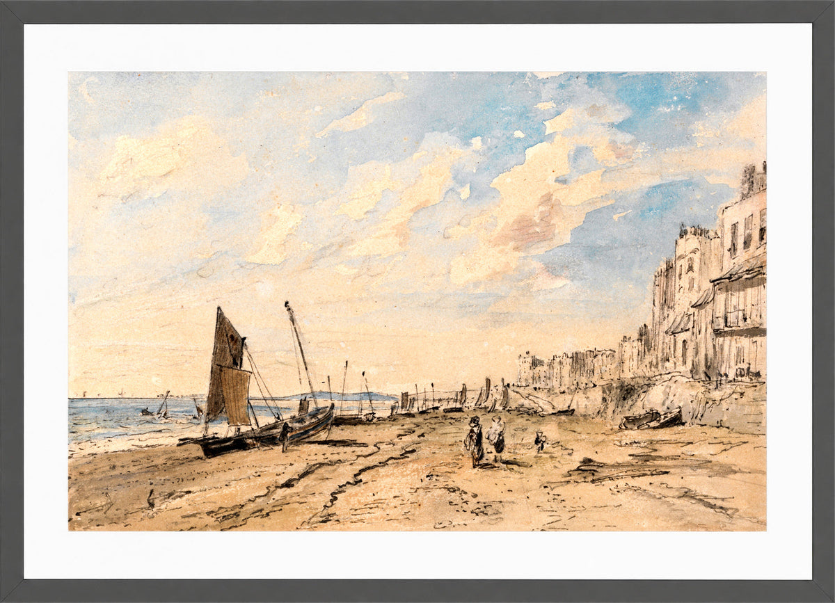 John Constable Print, Brighton Beach Looking West in a dark grey frame