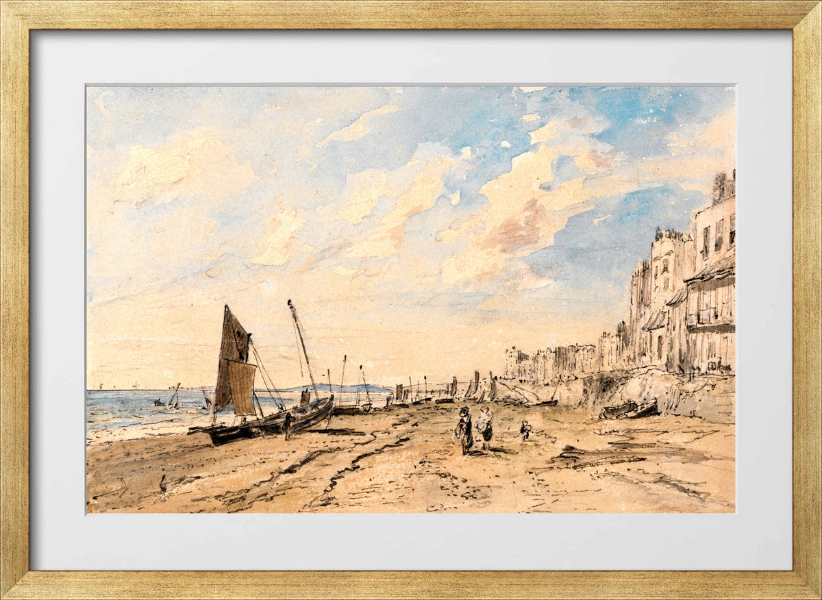John Constable Print, Brighton Beach Looking West in a gold frame
