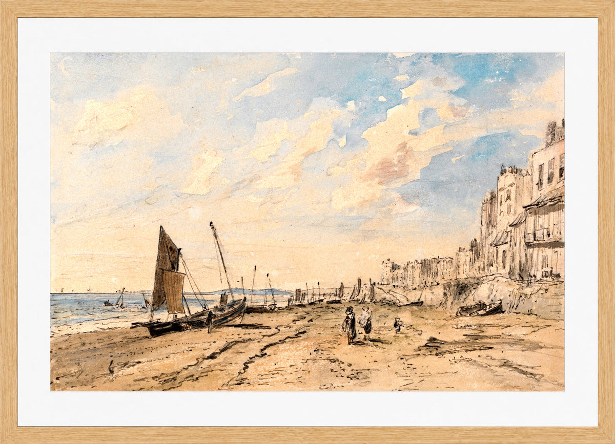 John Constable Print, Brighton Beach Looking West in an oak frame