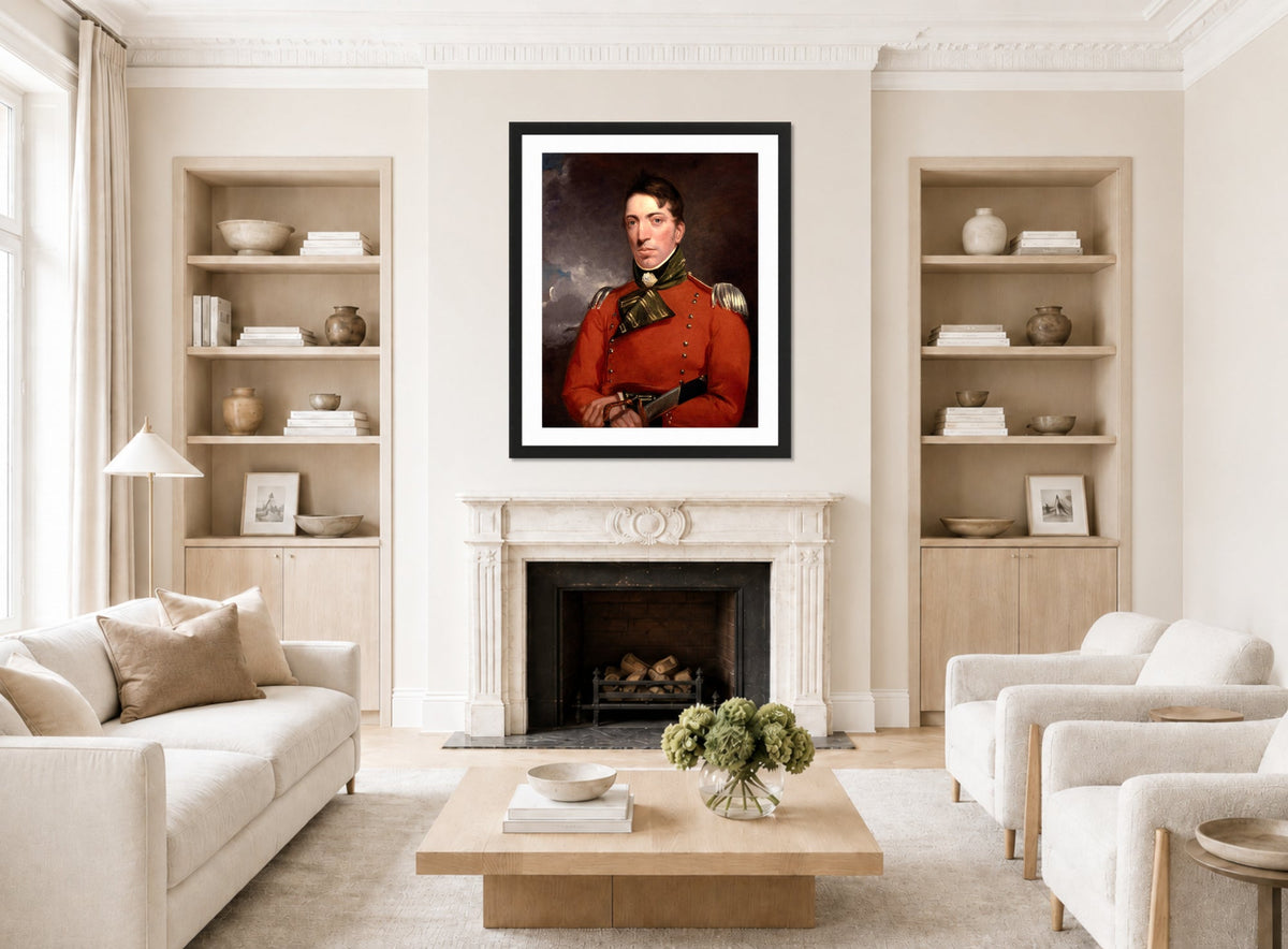 John Constable Print, Captain Richard Gubbins (1804-1805) displayed in a Scandinavian living room