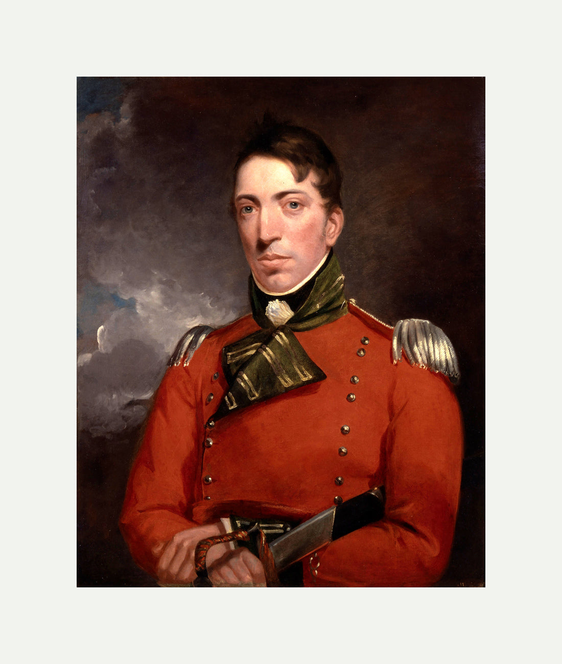 John Constable Print, Captain Richard Gubbins (1804-1805) with an off-white border for rolled canvas