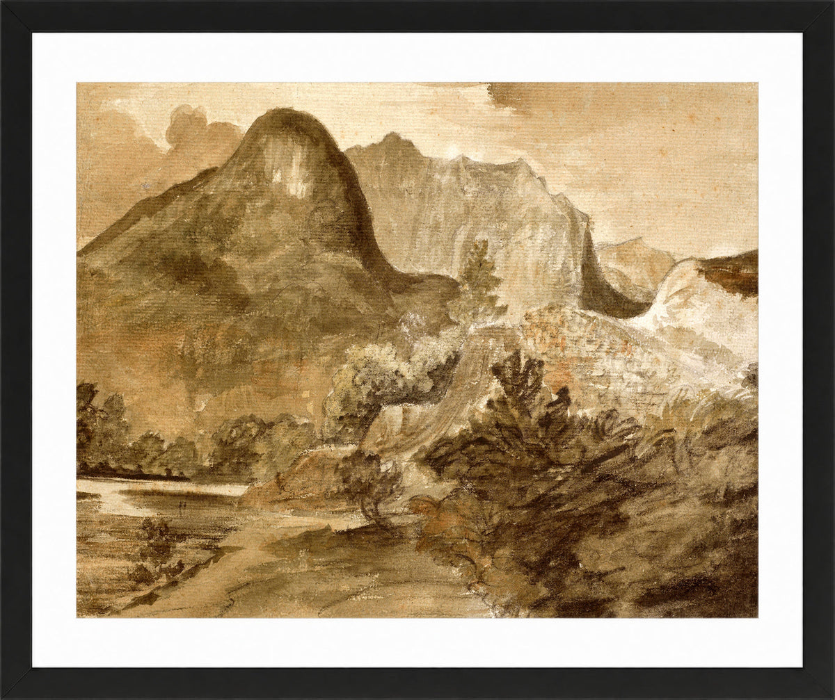 John Constable Print, Castle Crag, Borrowdale (1806) in a black frame