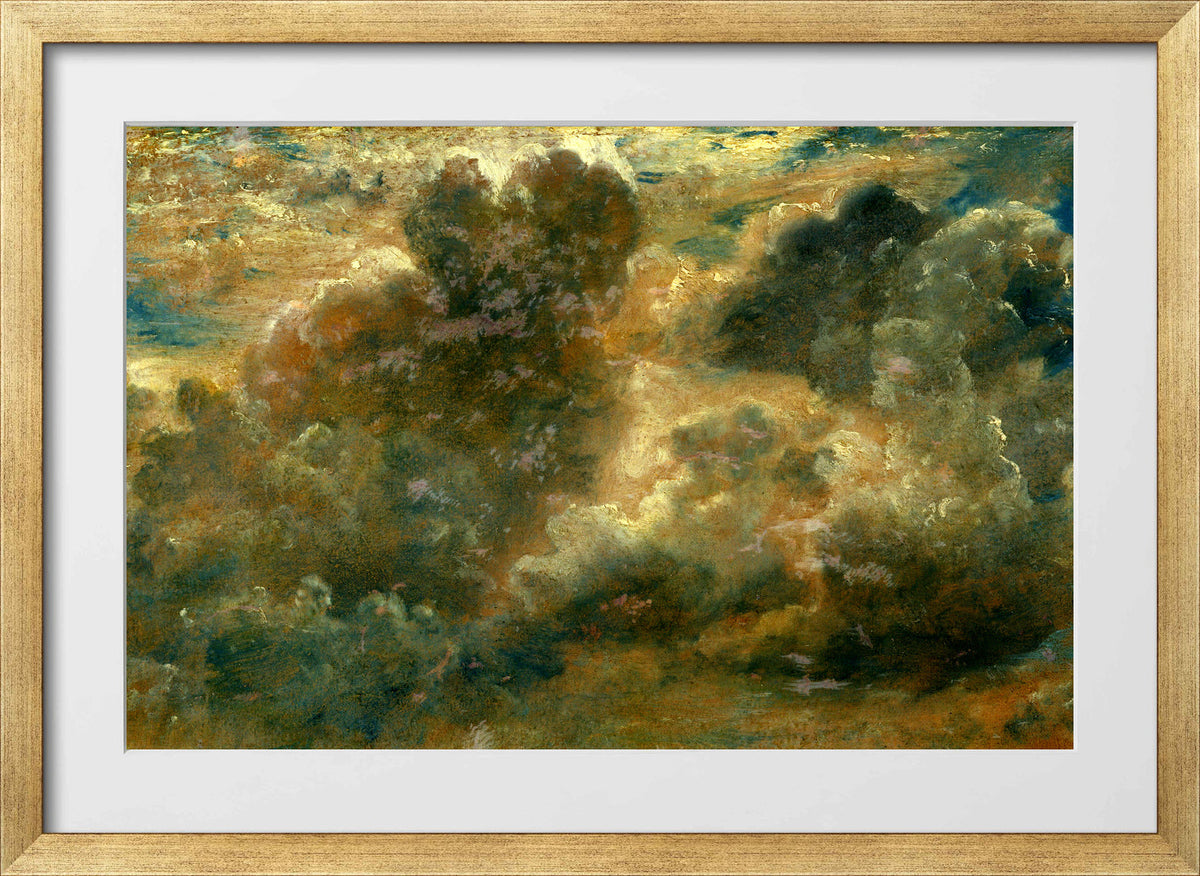 John Constable Print, Cloud Study (1822) in a gold frame