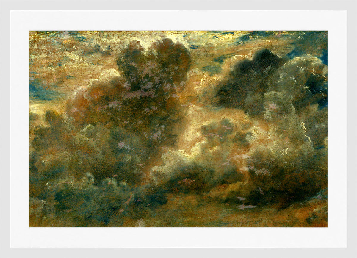 John Constable Print, Cloud Study (1822) in a white frame