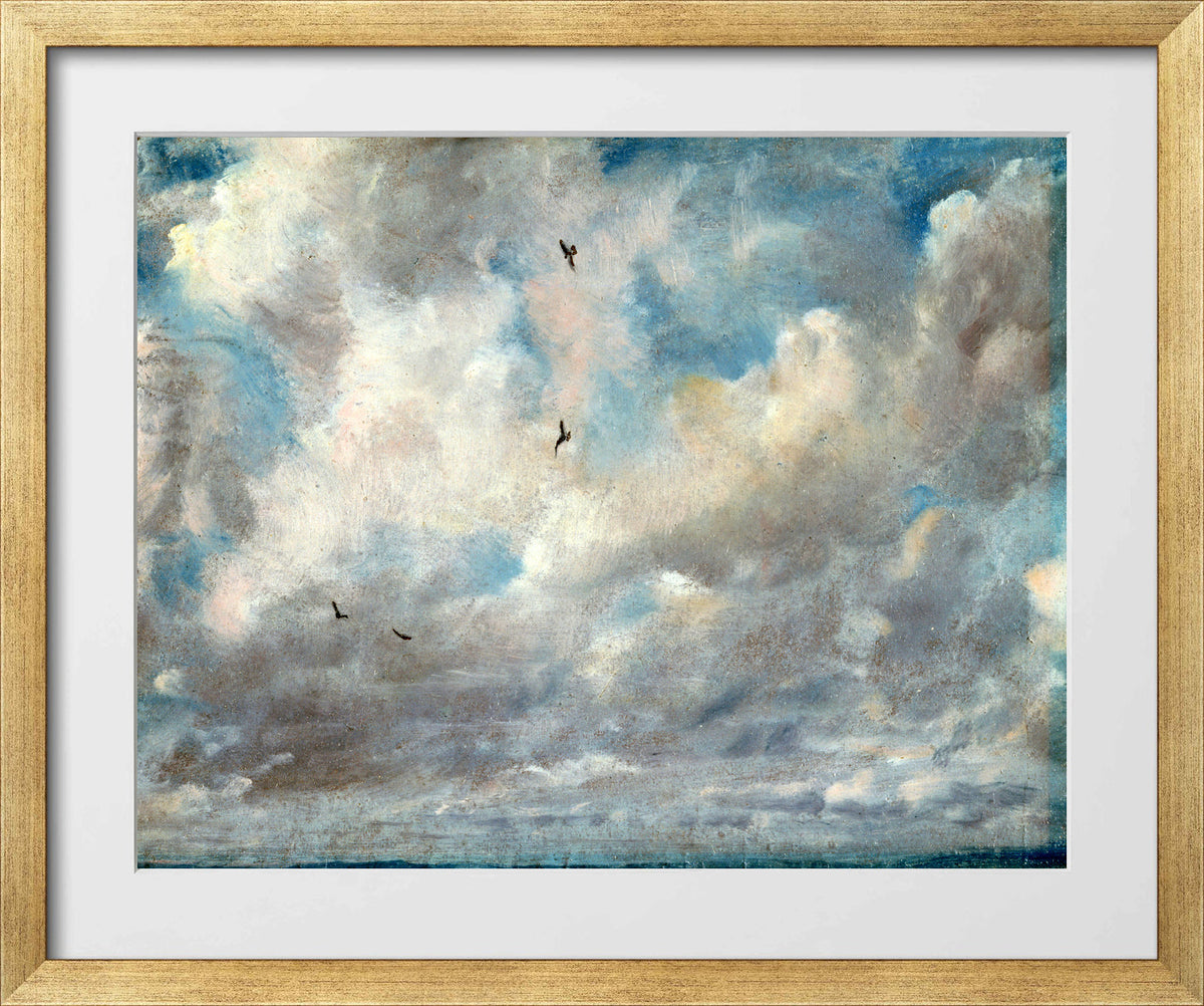 John Constable Print, Cloud Study (ca in a gold frame