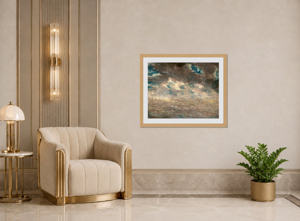 John Constable Print, Cloud Study (ca displayed in an Art Deco interior