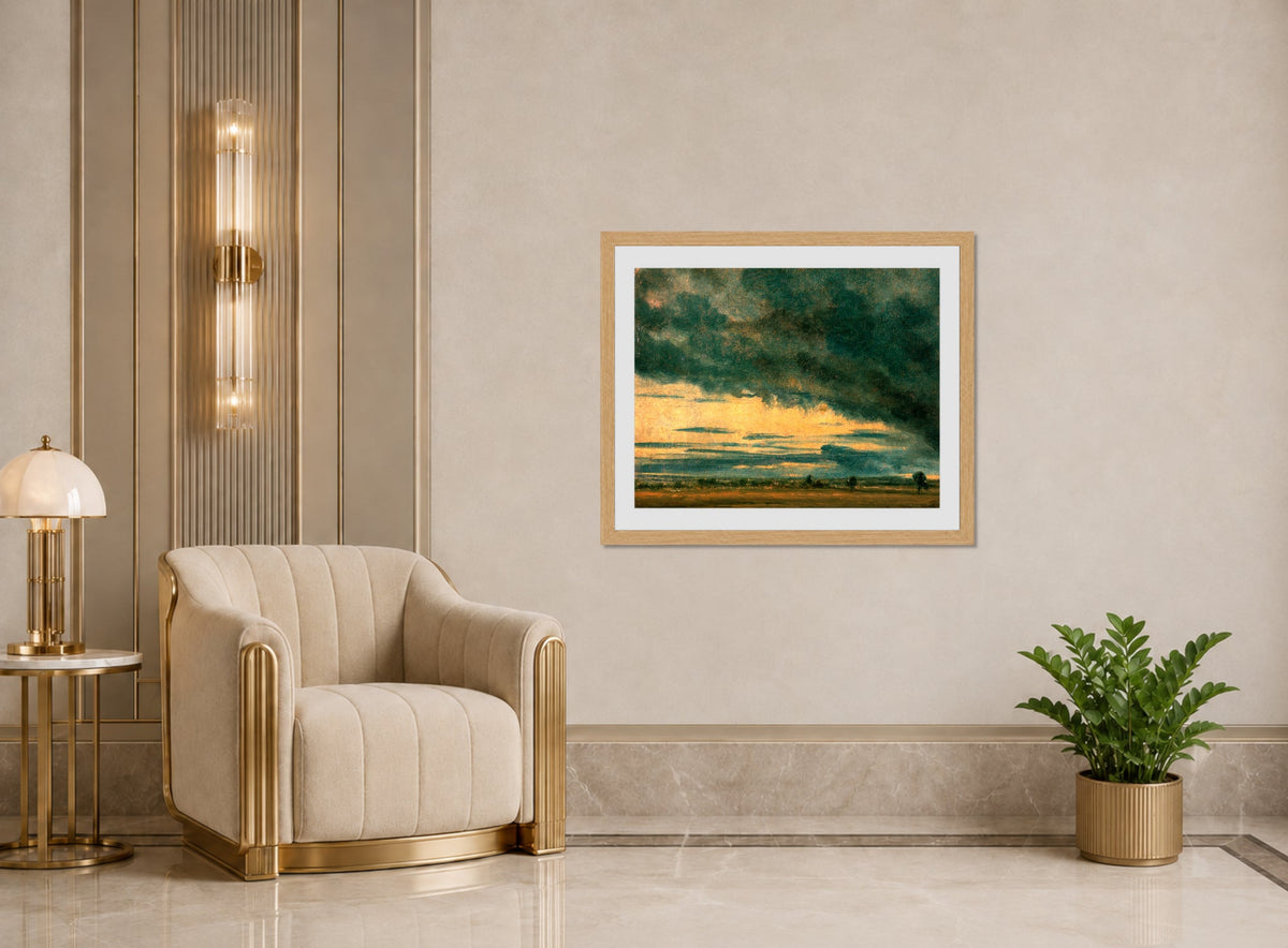 John Constable Print, Cloud Study (ca displayed in an Art Deco interior