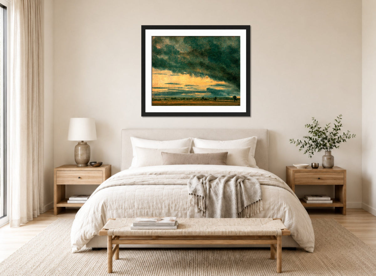 John Constable Print, Cloud Study (ca displayed above a bed