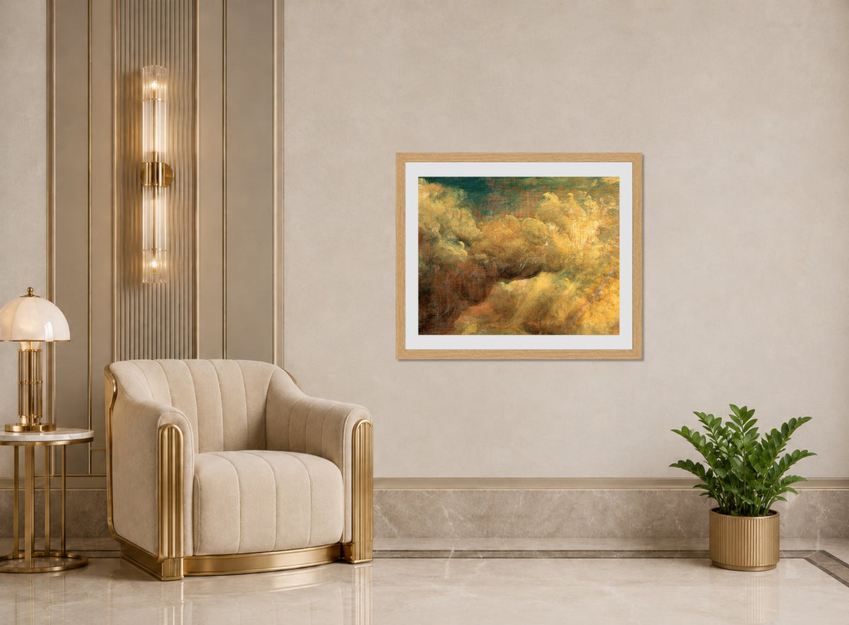John Constable Print, Cloud Study (ca displayed in an Art Deco interior