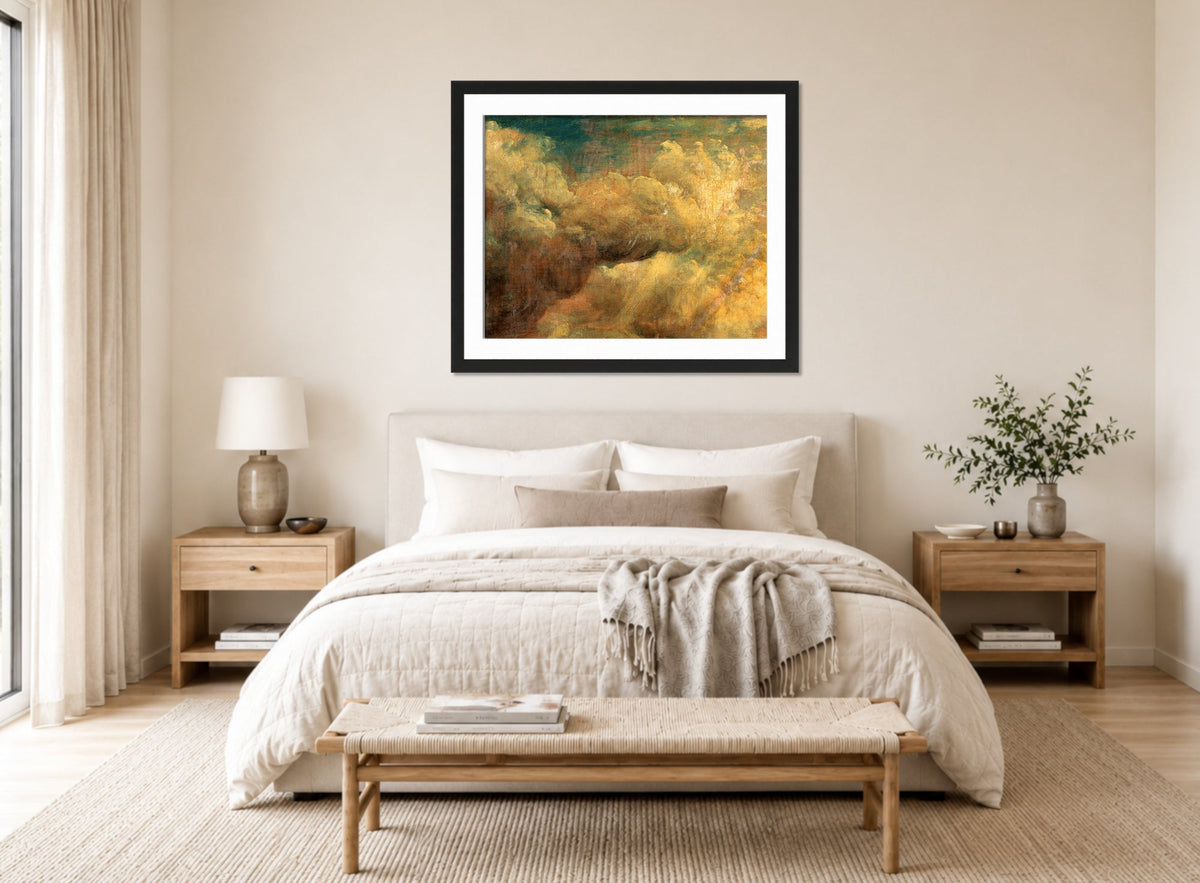John Constable Print, Cloud Study (ca displayed above a bed