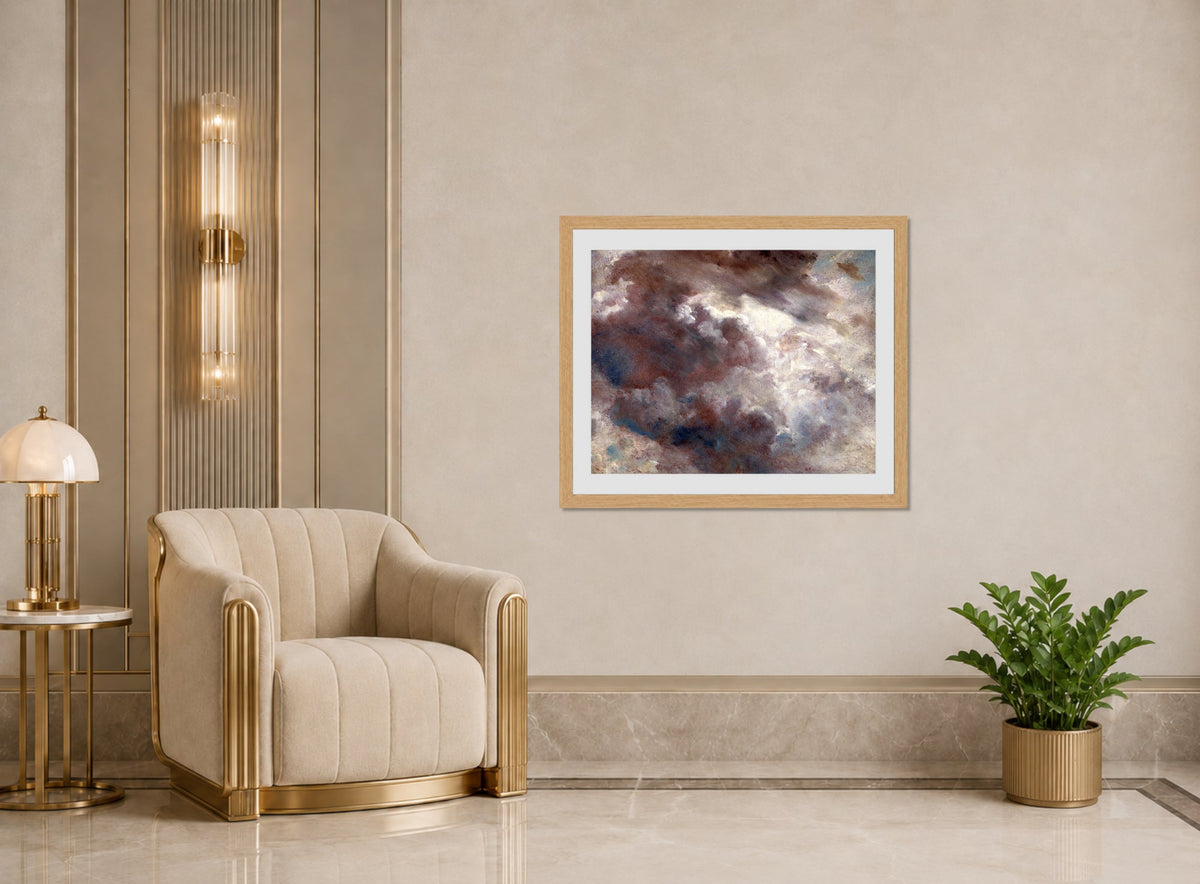 John Constable Print, Cloud Study (ca displayed in an Art Deco interior