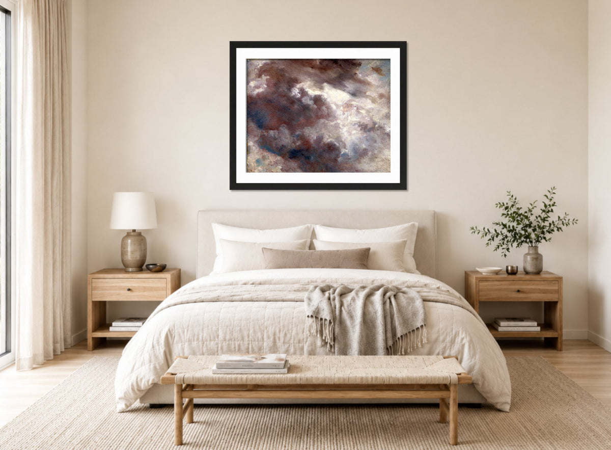 John Constable Print, Cloud Study (ca displayed above a bed