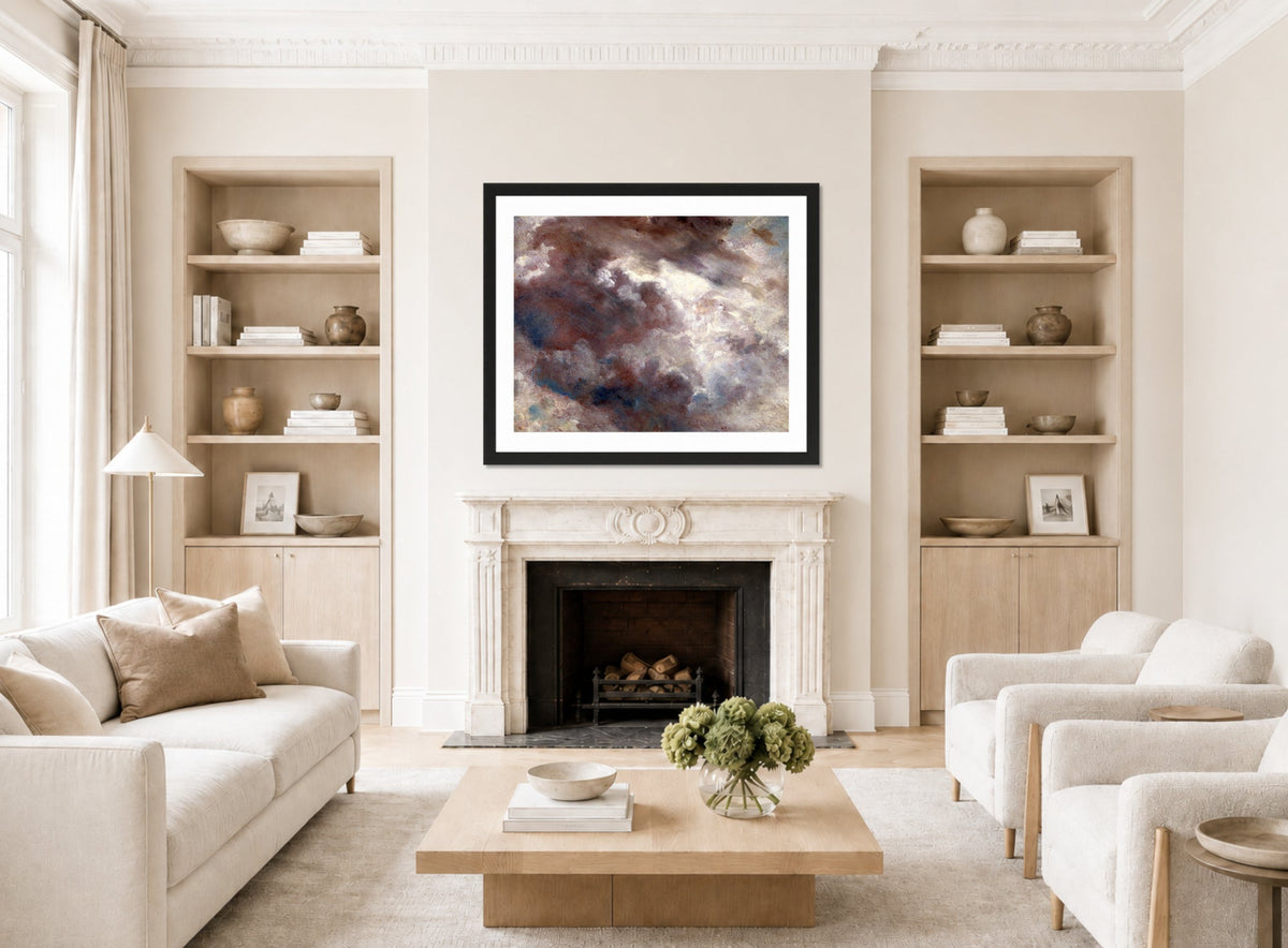 John Constable Print, Cloud Study (ca displayed in a Scandinavian living room