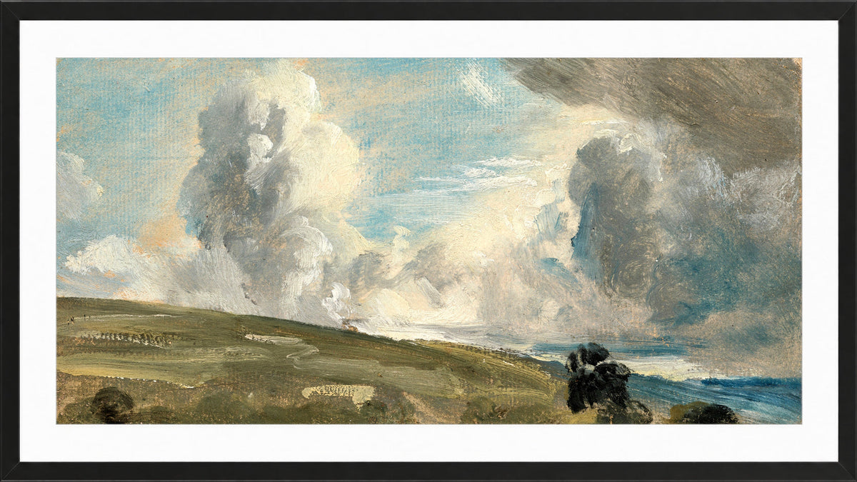 John Constable Print, Cloud Study, possibly over Harnham Ridge in a black frame