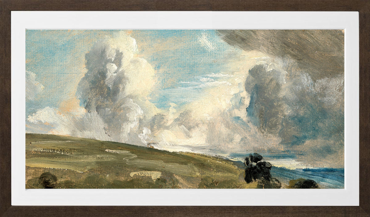 John Constable Print, Cloud Study, possibly over Harnham Ridge in a brown frame