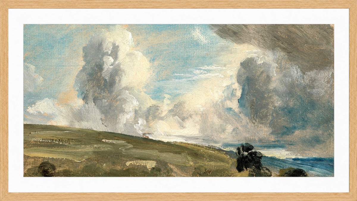 John Constable Print, Cloud Study, possibly over Harnham Ridge in an oak frame