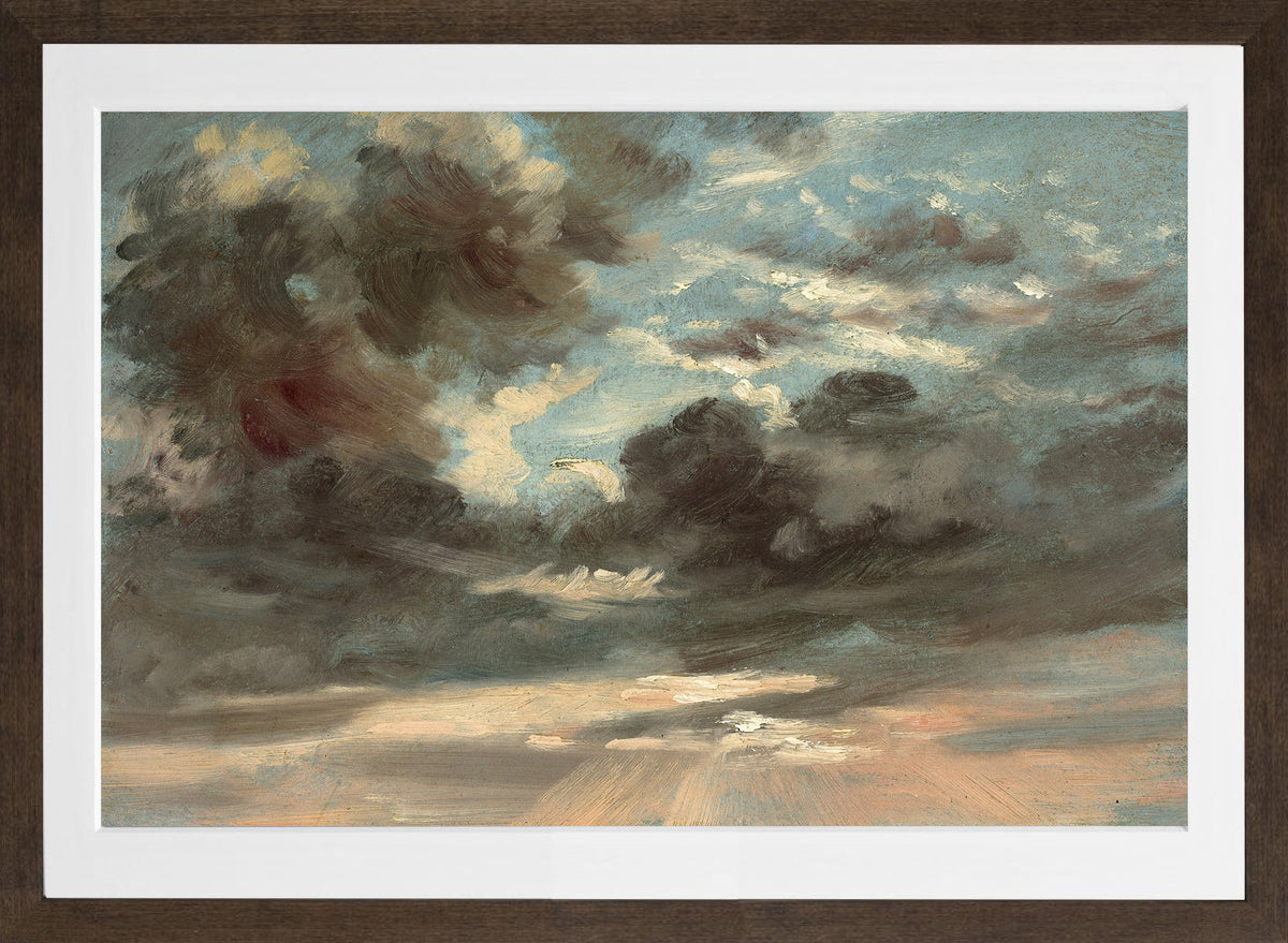 John Constable Print, Cloud Study – Stormy Sunset (1821-1822) in a brown frame