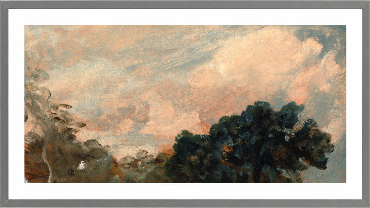 John Constable Print, Cloud Study with Trees (1821) in a light grey frame