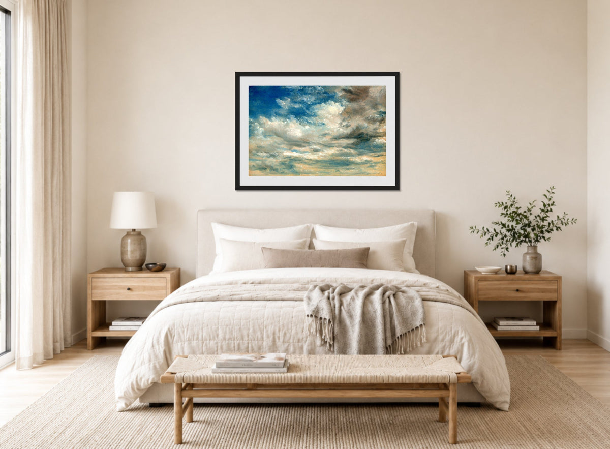 John Constable Print, Clouds displayed above a bed