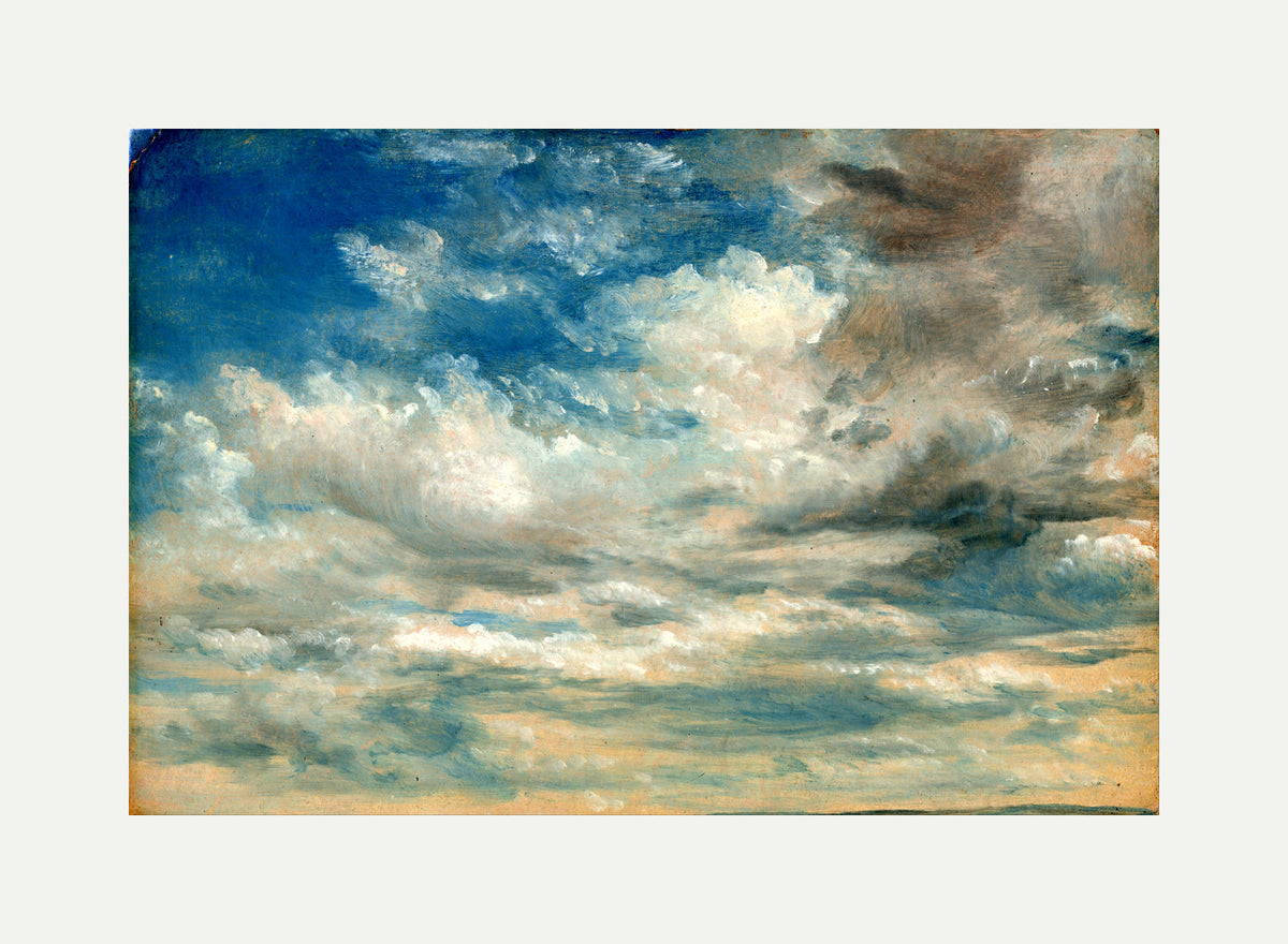 John Constable Print, Clouds with an off-white border for rolled canvas