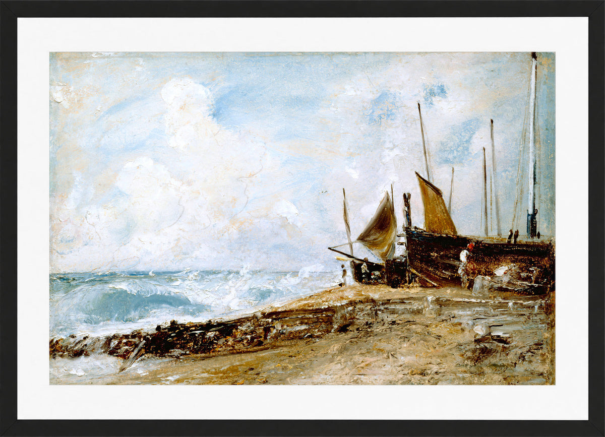 John Constable Print, Coast Scene Near Brighton (1824-1828) in a black frame