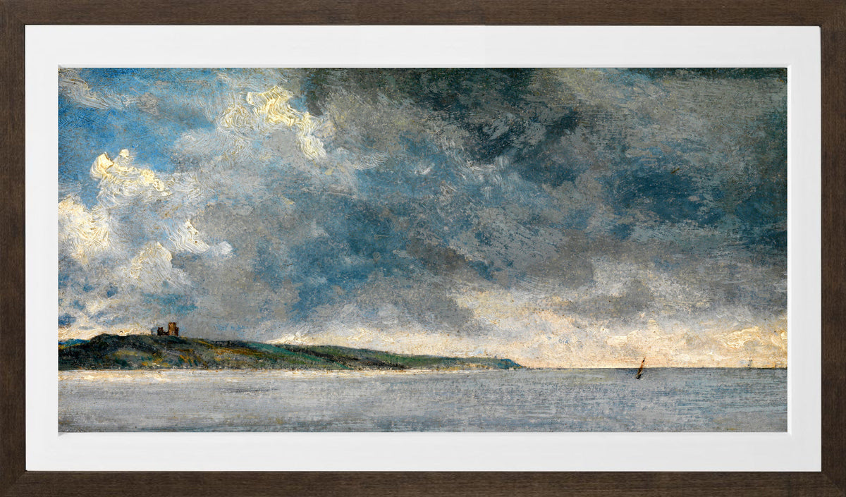 John Constable Print, Coastal Scene with Cliffs (ca in a brown frame