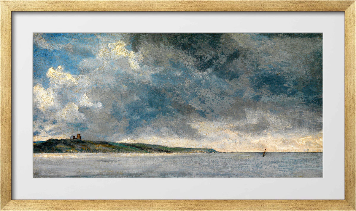 John Constable Print, Coastal Scene with Cliffs (ca in a gold frame