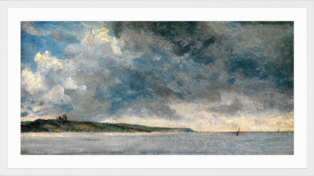 John Constable Print, Coastal Scene with Cliffs (ca in a white frame