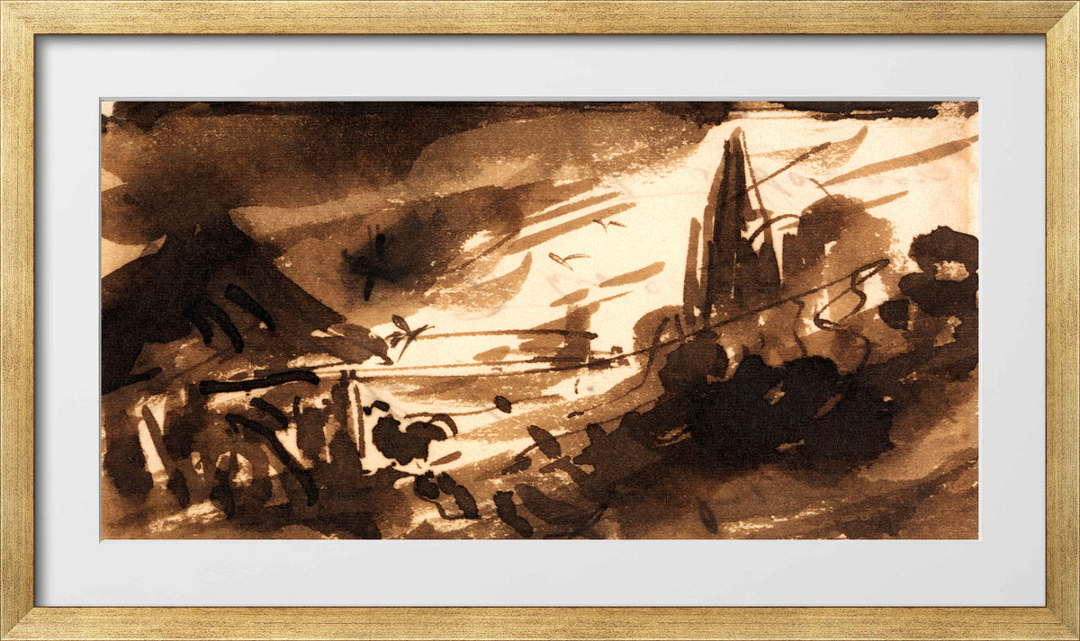 John Constable Print, Dawn (between 1831 and 1832) in a gold frame