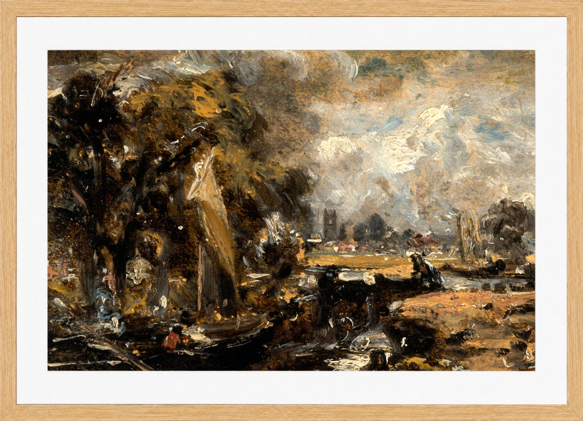 John Constable Print, Dedham Lock (1819-1820) in an oak frame