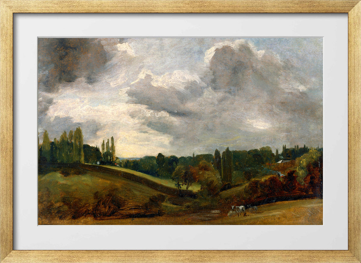John Constable Print, East Bergholt (ca in a gold frame