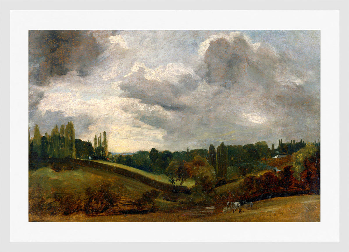 John Constable Print, East Bergholt (ca in a white frame
