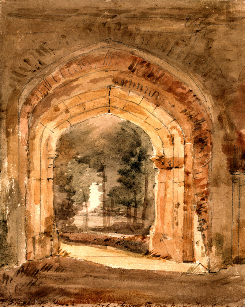 John Constable Print, East Bergholt Church, Looking Out the South Archway of the Ruined Tower (1806) as an unframed print
