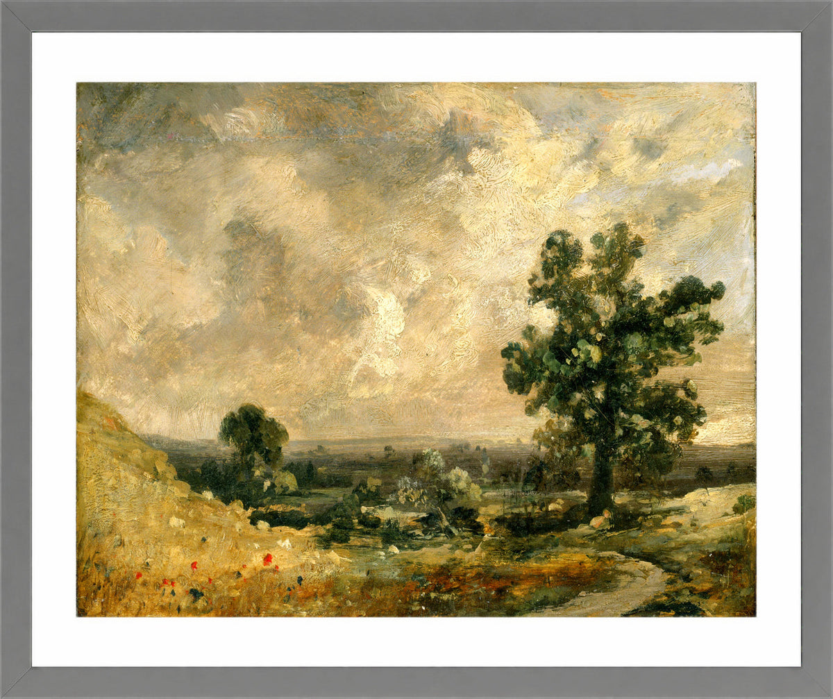 John Constable Print, English Landscape in a light grey frame