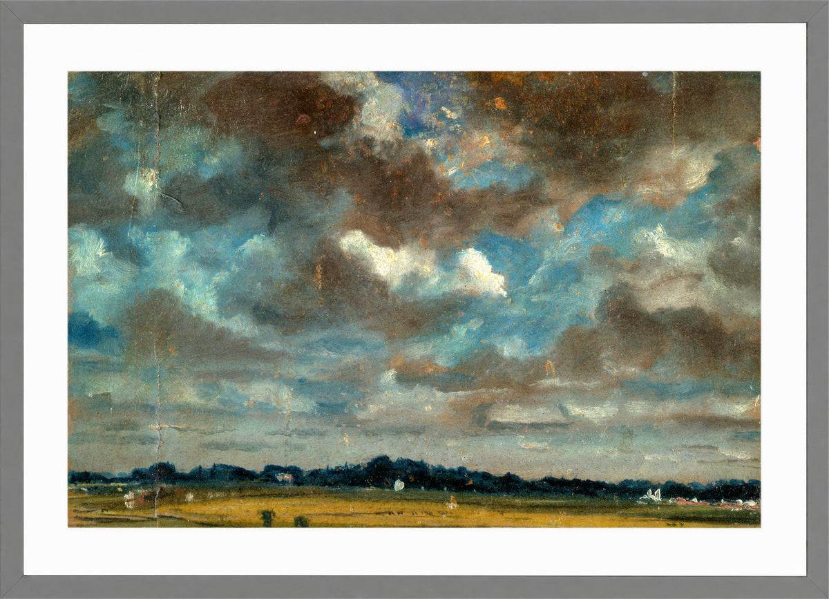 John Constable Print, Extensive Landscape with Grey Clouds (ca in a light grey frame