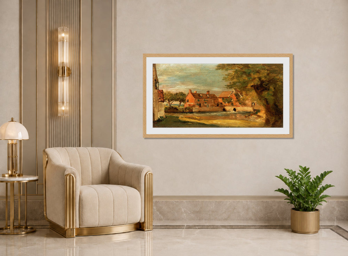 John Constable Print, Flatford Mill (1810-1811) displayed in an Art Deco interior