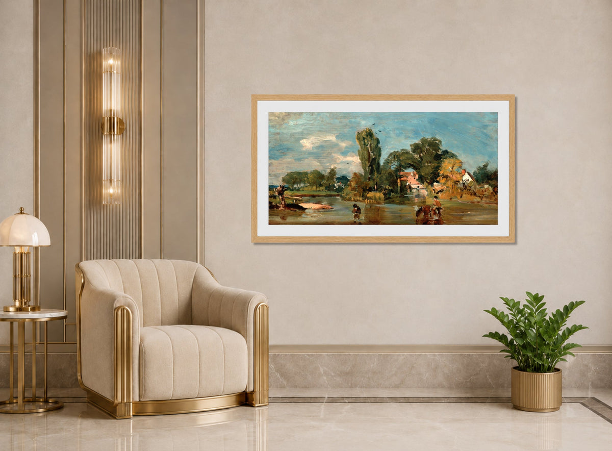 John Constable Print, Flatford Mill displayed in an Art Deco interior