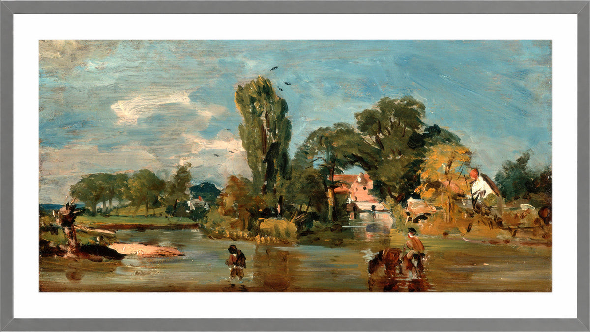 John Constable Print, Flatford Mill in a light grey frame