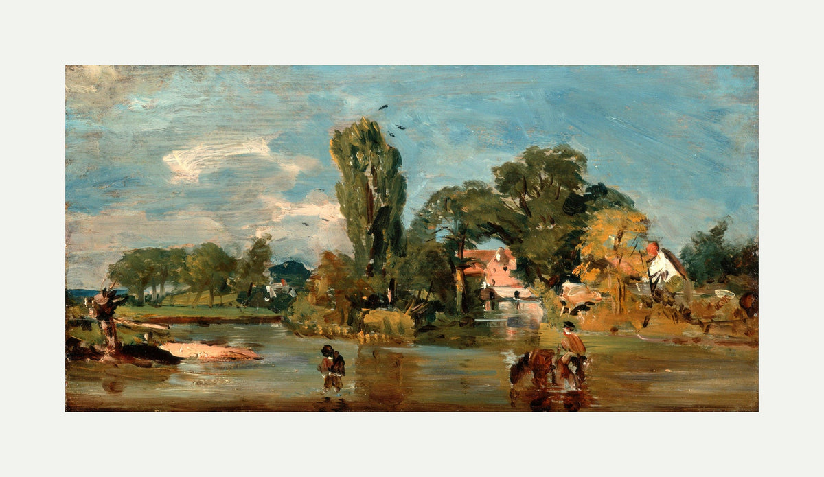 John Constable Print, Flatford Mill with an off-white border for rolled canvas