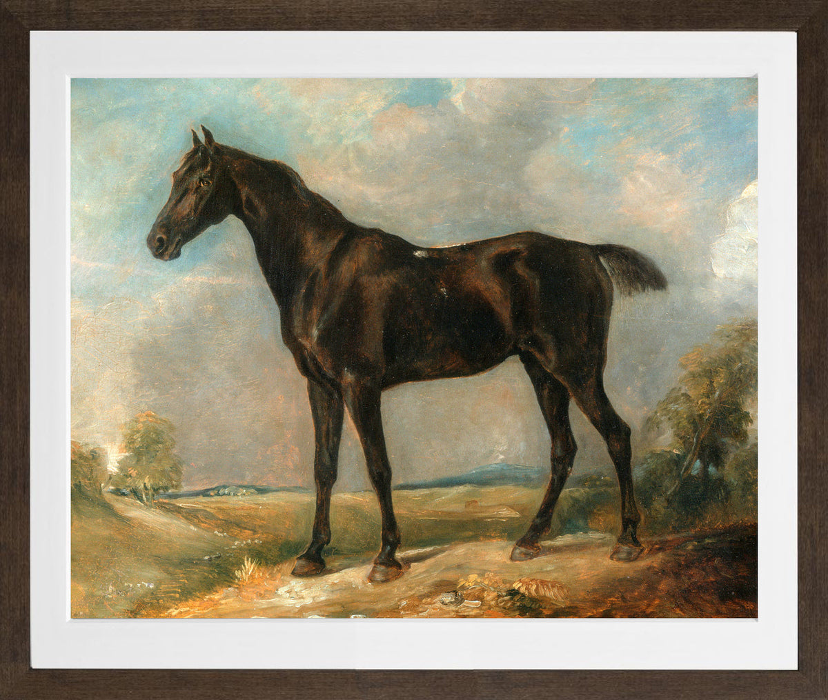John Constable Print, Golding Constable’s Black Riding-Horse in a brown frame