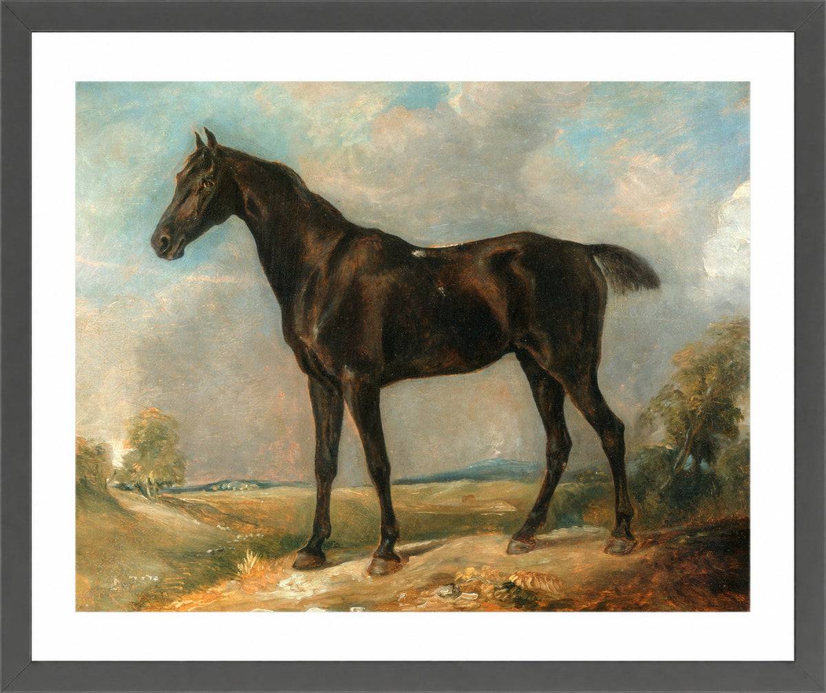 John Constable Print, Golding Constable’s Black Riding-Horse in a dark grey frame