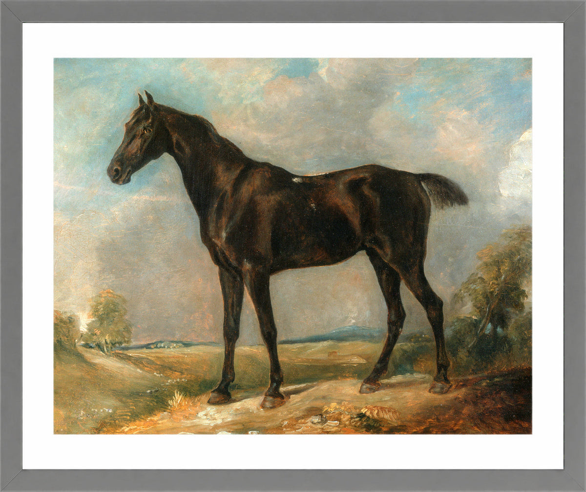 John Constable Print, Golding Constable’s Black Riding-Horse in a light grey frame