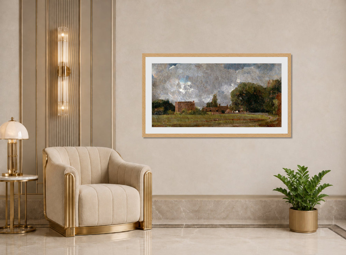 John Constable Print, Golding Constable’s House, East Bergholt; the Artist’s birthplace (1809) displayed in an Art Deco interior