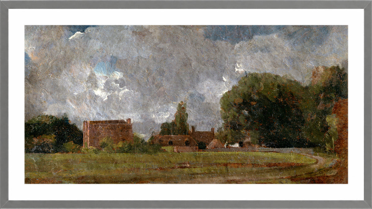 John Constable Print, Golding Constable’s House, East Bergholt; the Artist’s birthplace (1809) in a light grey frame
