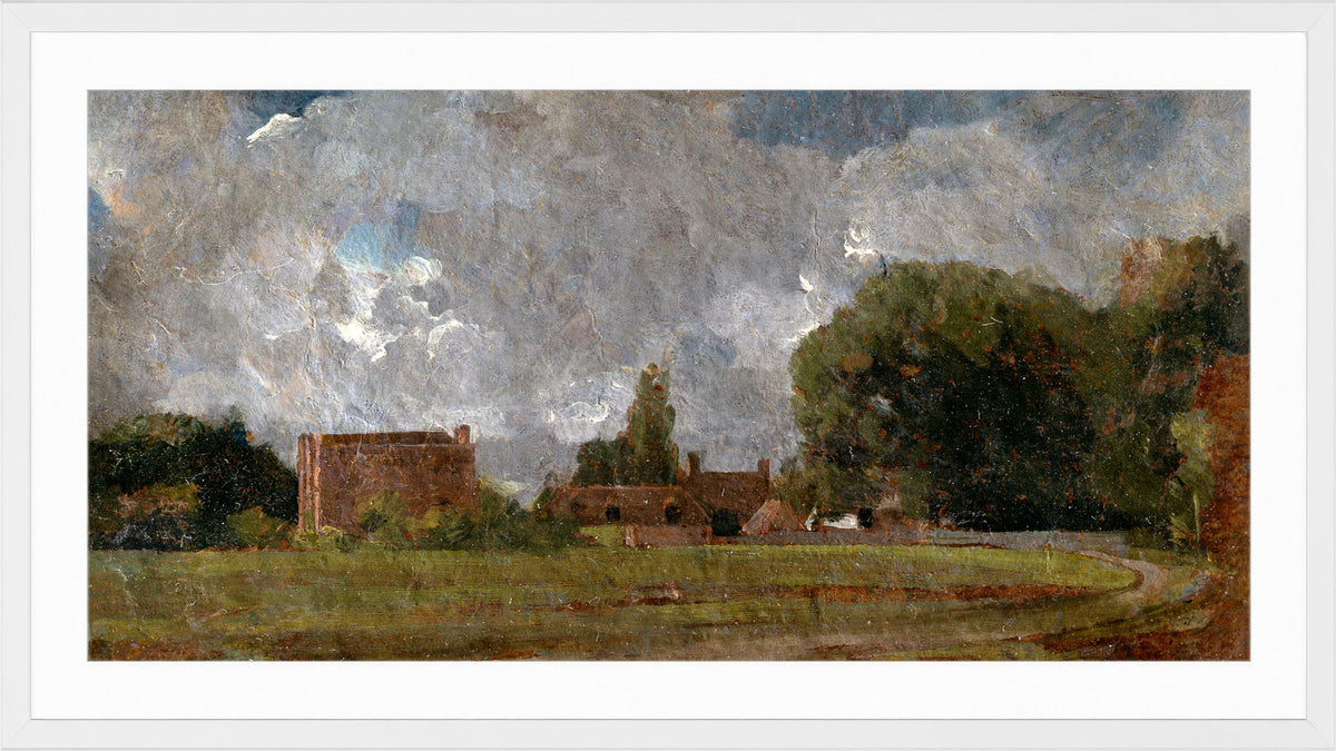 John Constable Print, Golding Constable’s House, East Bergholt; the Artist’s birthplace (1809) in a white frame