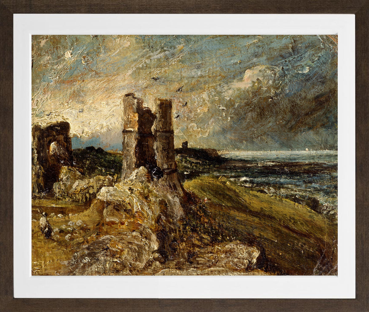 John Constable Print, Hadleigh Castle (1828-1829) in a brown frame