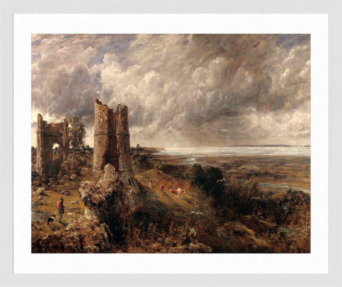 John Constable Print, Hadleigh Castle, The Mouth of the Thames–Morning after a Stormy Night (1829) in a white frame