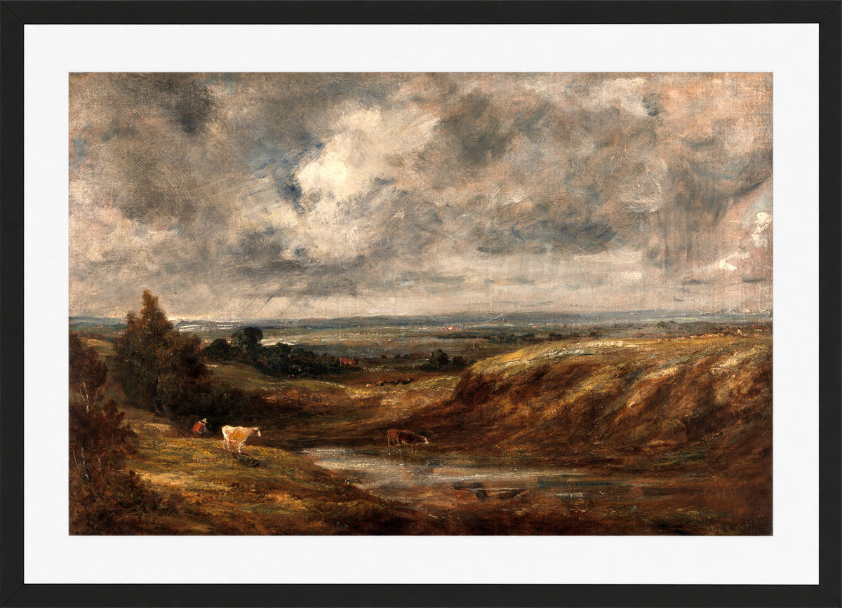 John Constable Print, Hampstead Heath (1825-1830) in a black frame